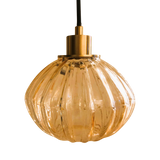 SMITH&SMITH Zucca Pale Gold Rippled Glass Pendant Lamp Small