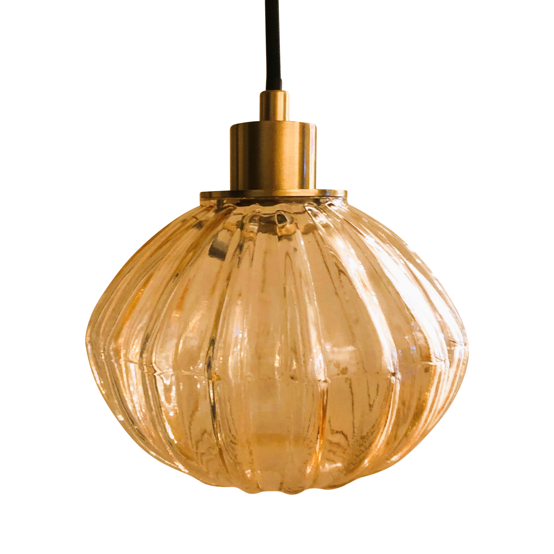 SMITH&SMITH Zucca Pale Gold Rippled Glass Pendant Lamp Small