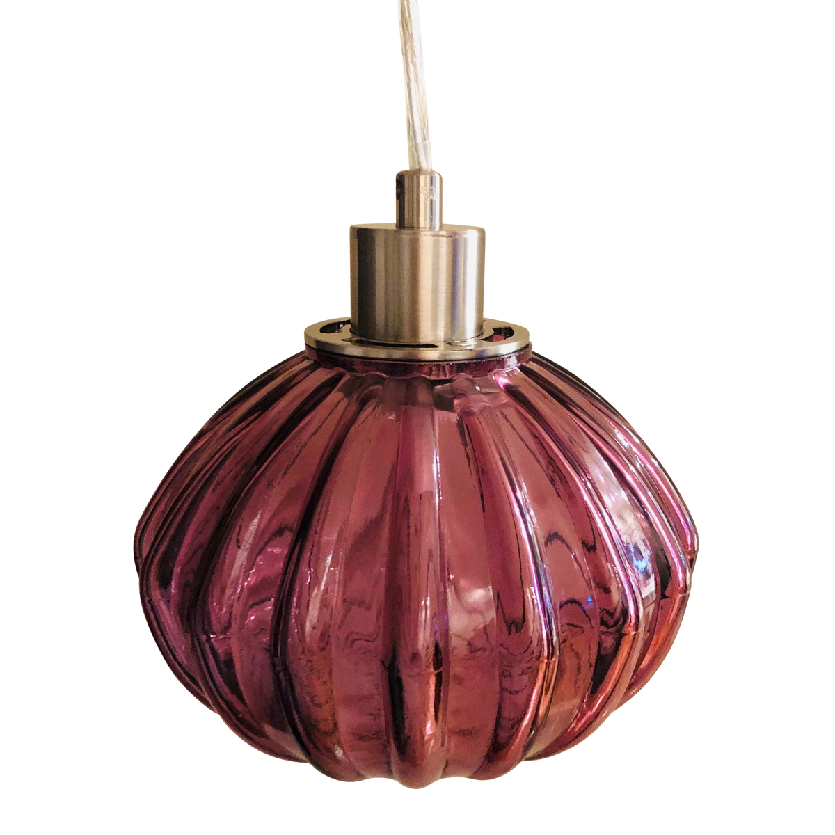 SMITH&SMITH Zucca Mulberry Rippled Glass Pendant Lamp Small
