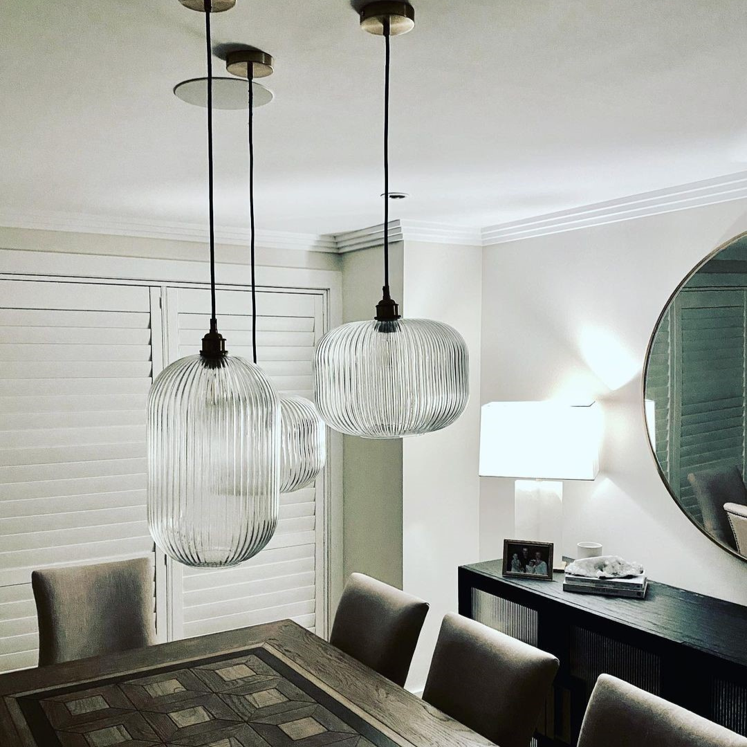Ashter Hand-blown Lantern Pendant in Clear Glass