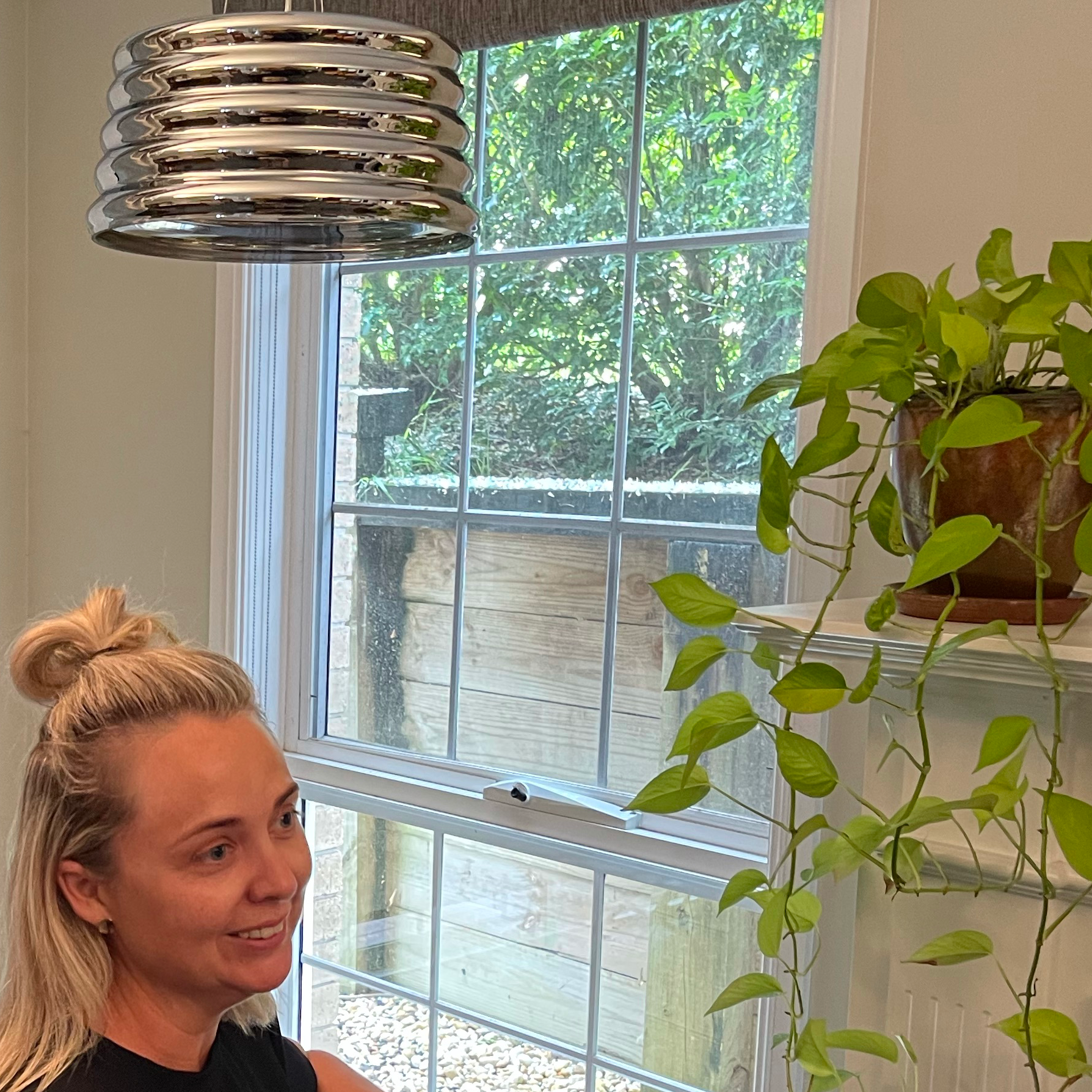 Erika from SMITH&SMITH being interviewed in front of our Lennox Pendant Lamp. insta