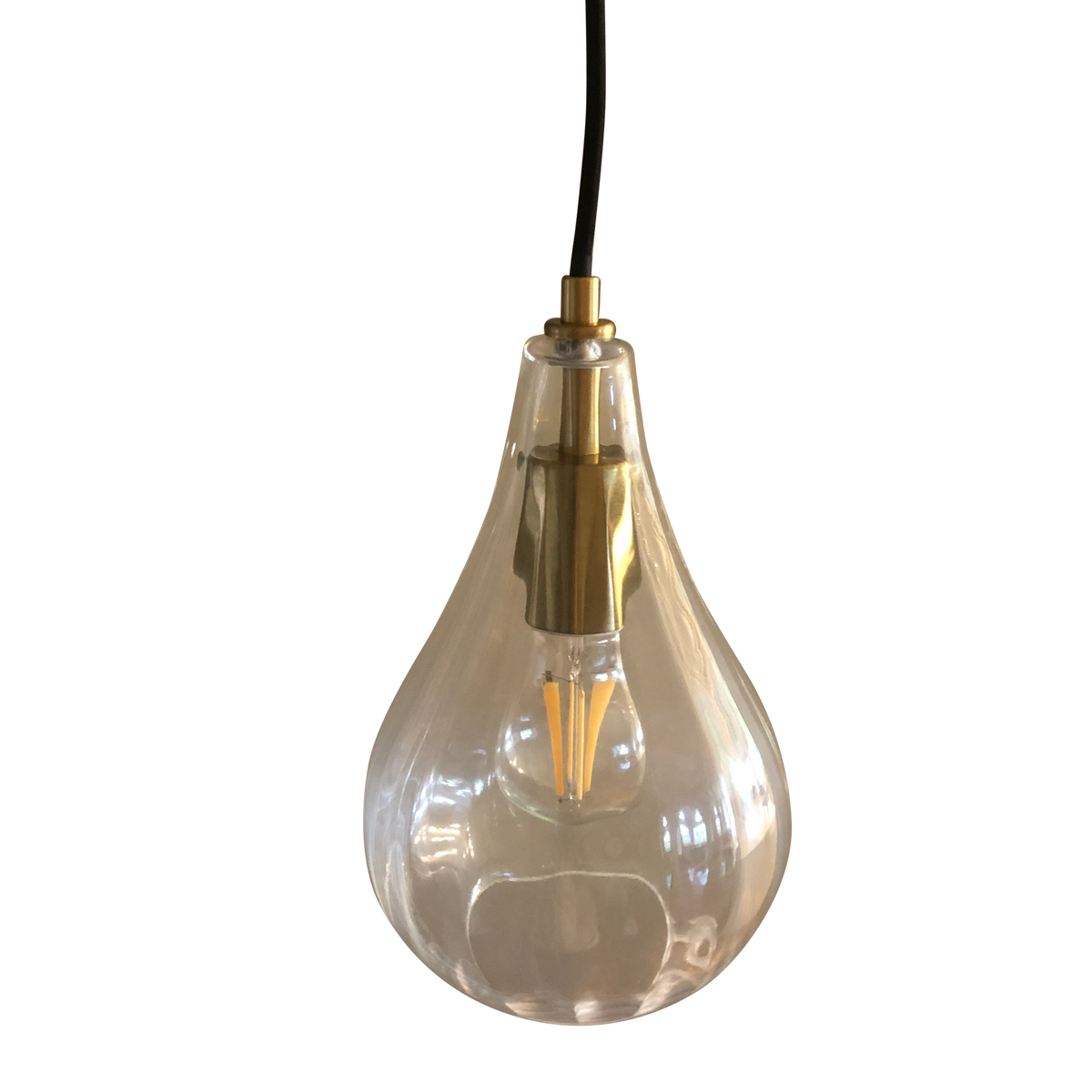 SMITH & SMITH Allard Rippled Teardrop Pendant Clear or Smoke Glass