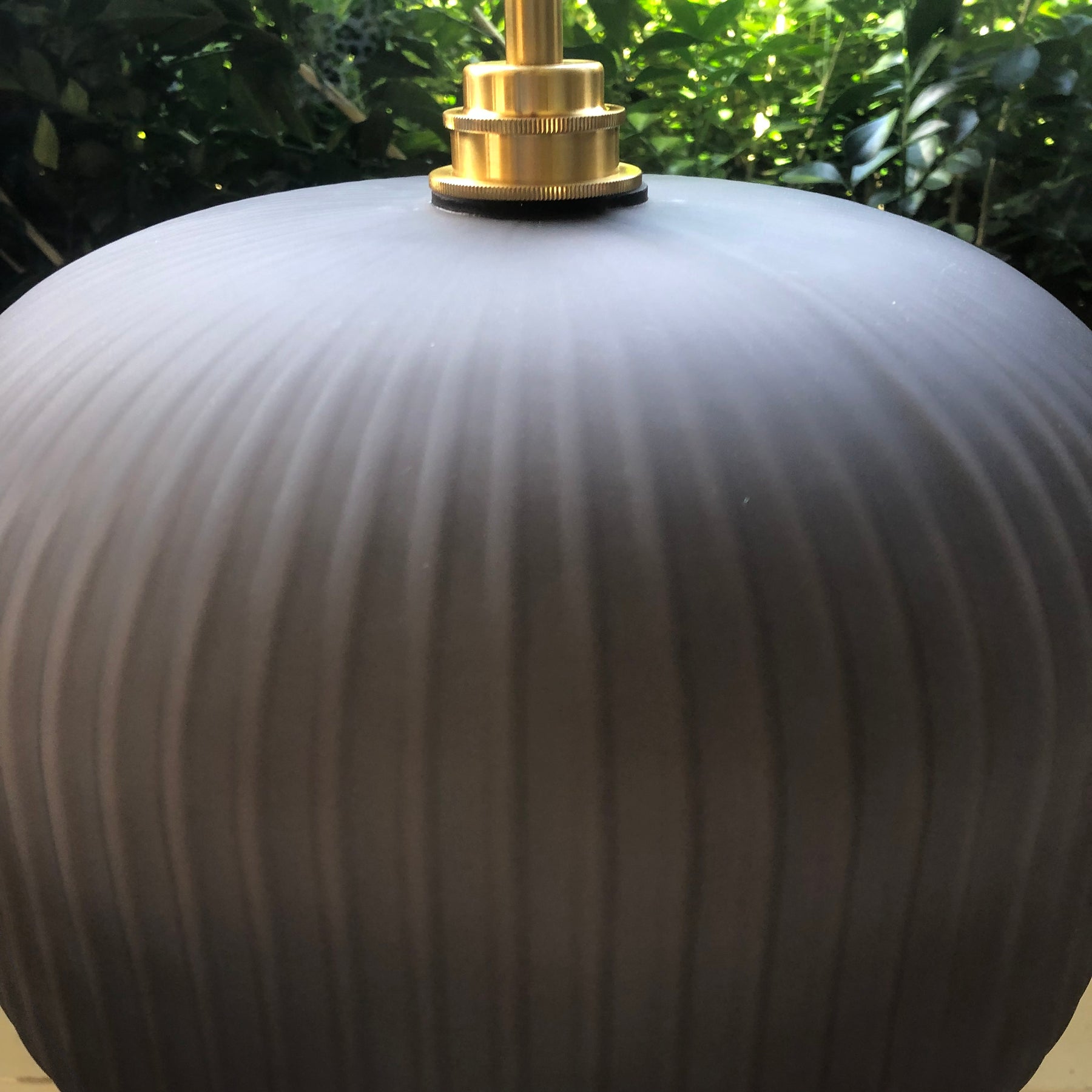 Ashter Hand-blown Lantern Pendant in Matte-Grey Glass