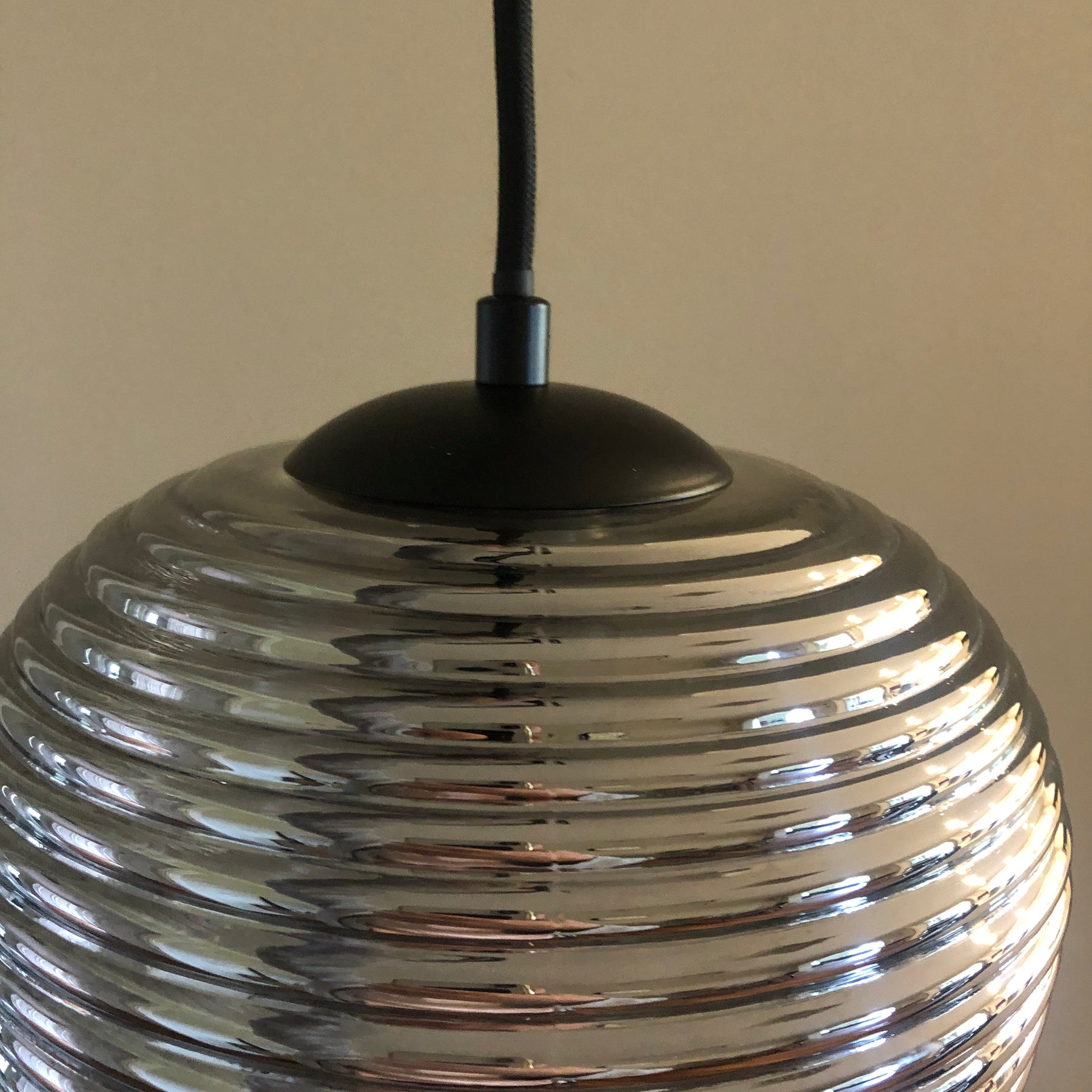 Rippe Rippled Pendant in Smoke Glass
