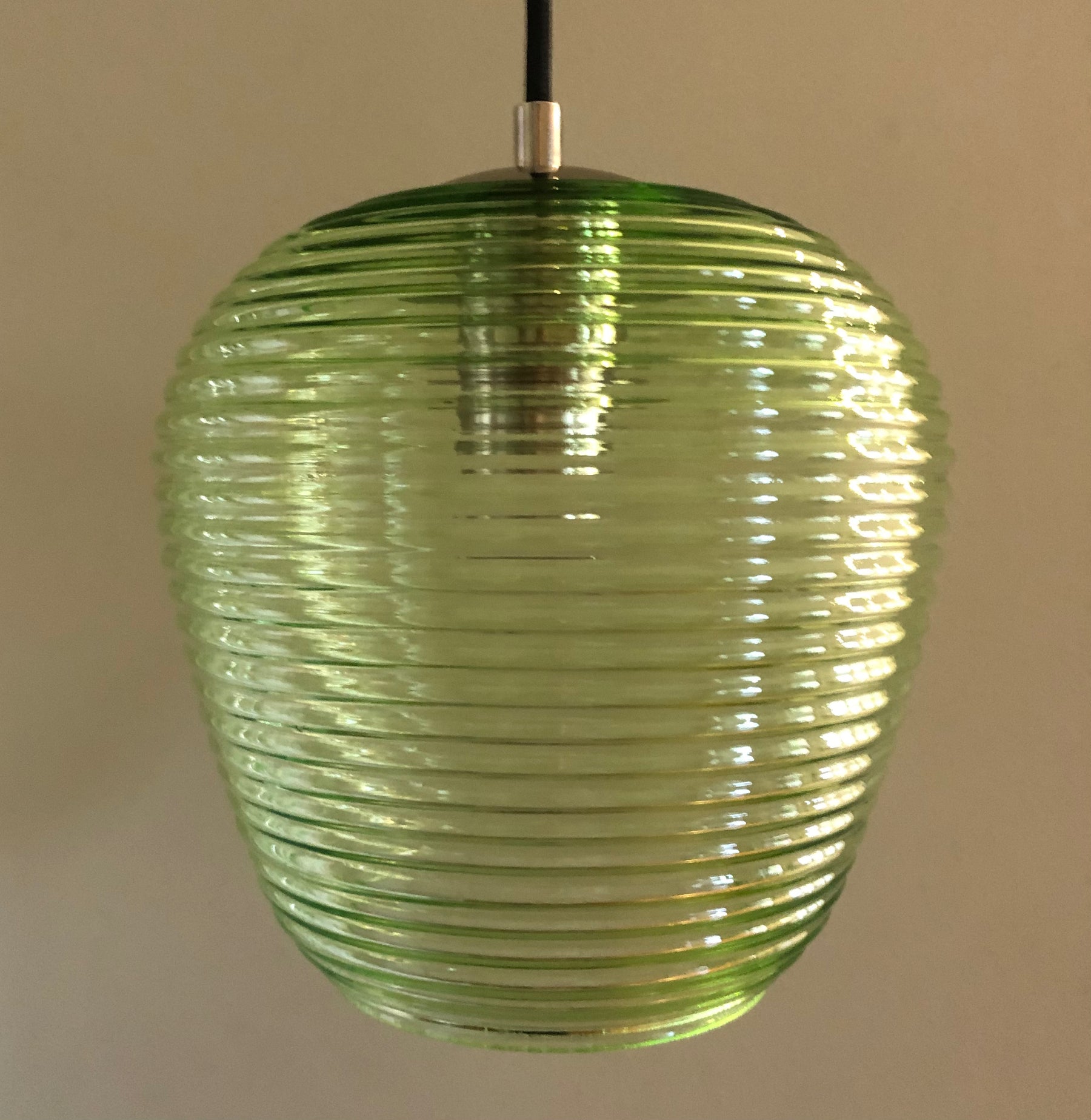 Rippe Rippled Pendant in Pale Green Glass
