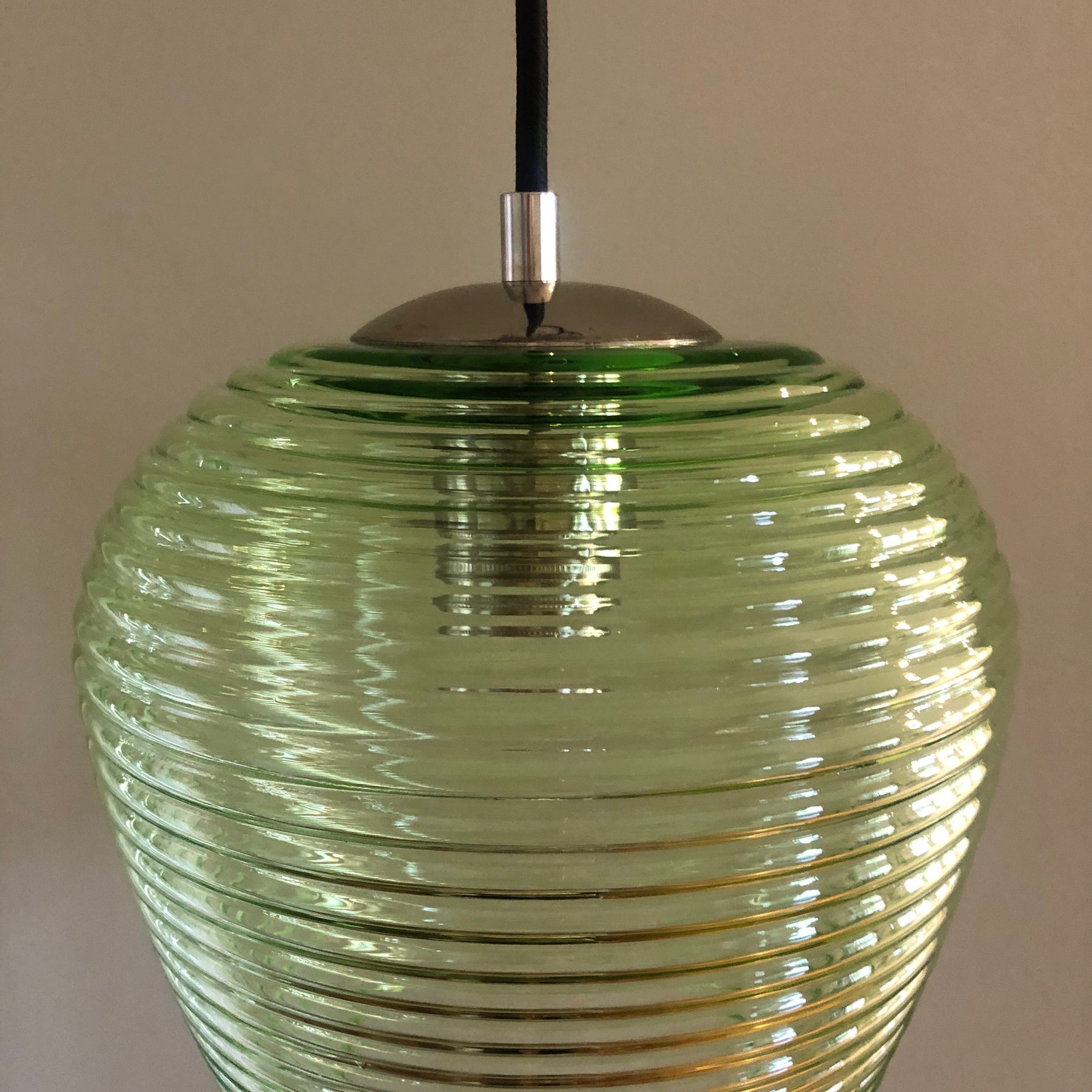 Rippe Rippled Pendant in Pale Green Glass