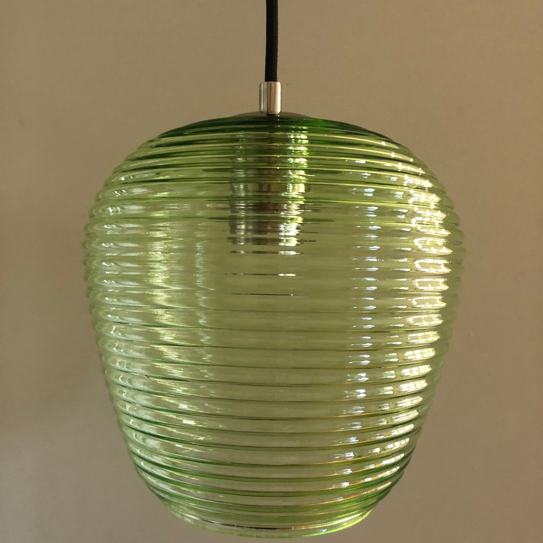 Rippe Rippled Pendant in Pale Green Glass