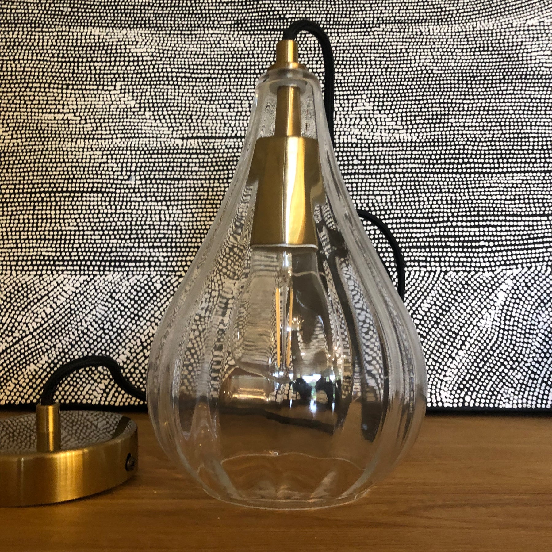 Allard Rippled Teardrop Pendant Clear or Smoke Glass