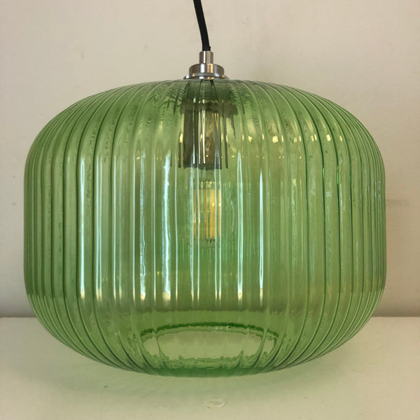 Ashter Hand-blown Lantern Pendant in Pale Green Glass