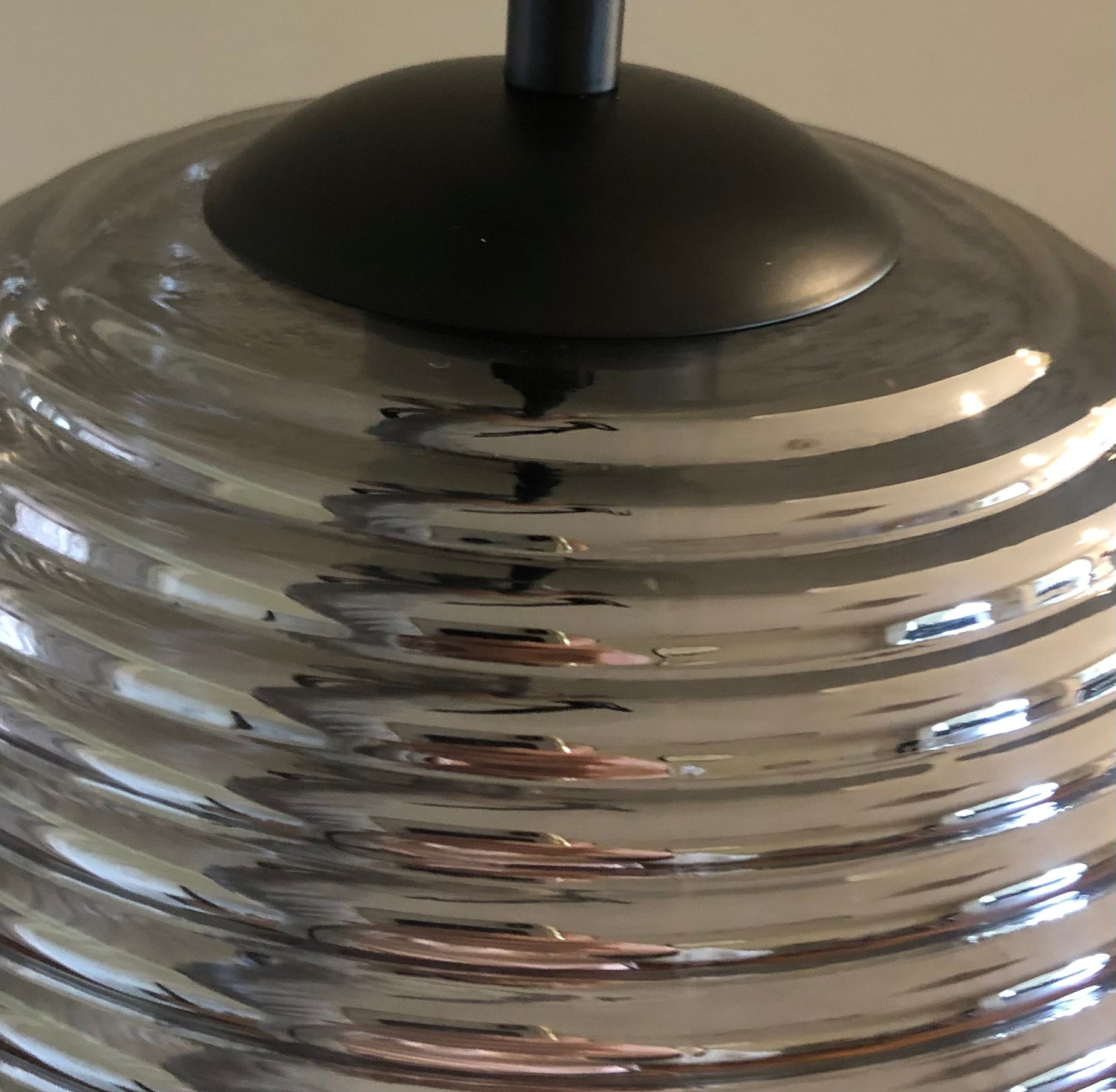 Rippe Rippled Pendant in Smoke Glass