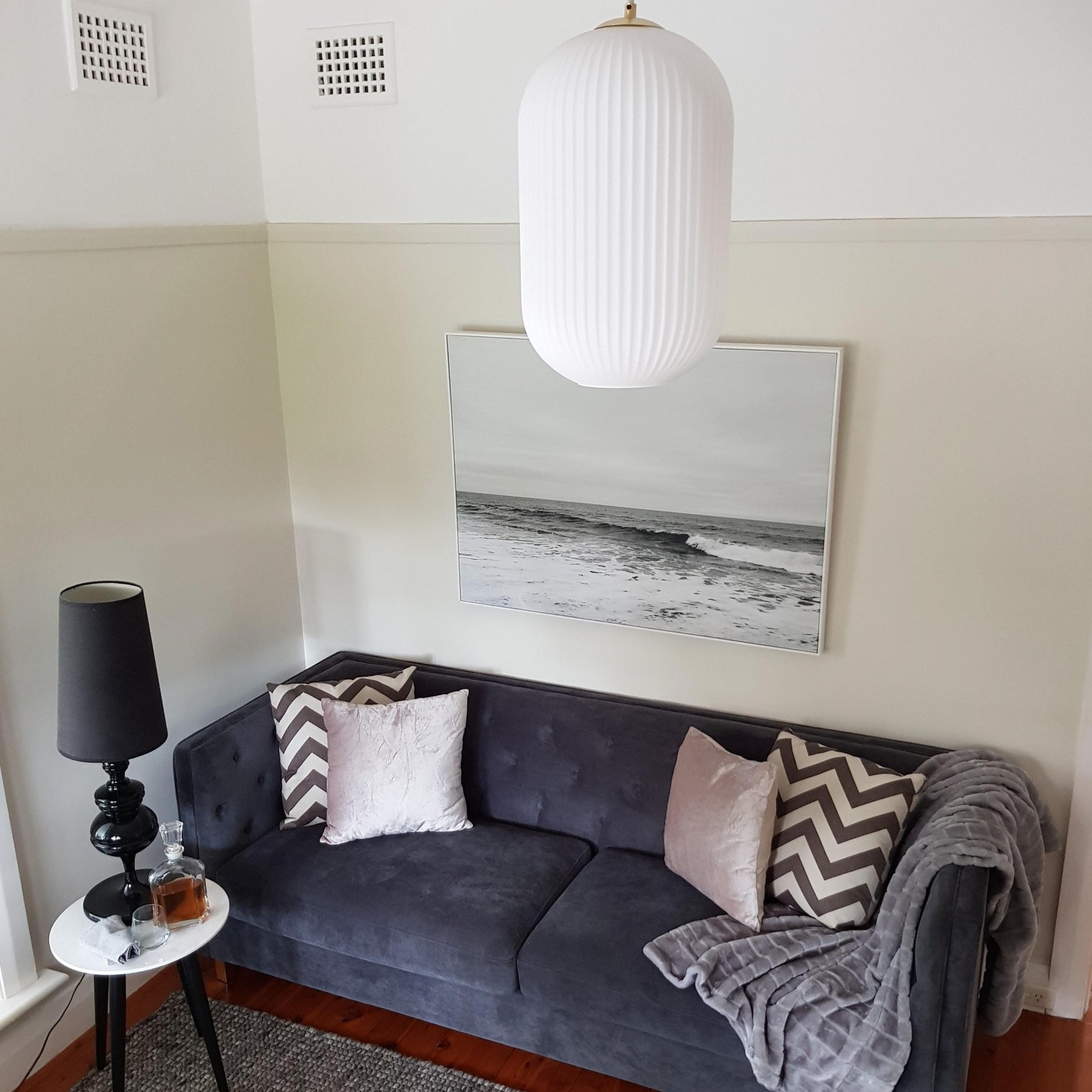 SMITH&SMITH Reffro Matte-white pendant lamp in older sydney front room. insta